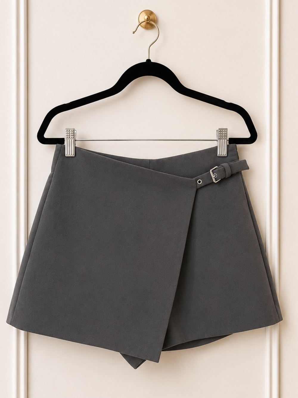 Zara Gray Asymmetrical Skort Size Small Wrap Mini Skort Preppy